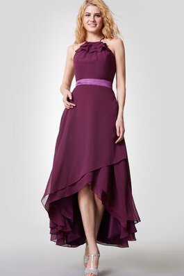 Robe demoiselle d'honneur manche nulle ceinture en étoffe ligne a avec zip avec chiffon