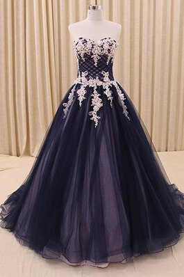 Paillettenbesetztes Tüll Paillette bodenlanges Quinceanera Kleid mit Applike mit Bordüre