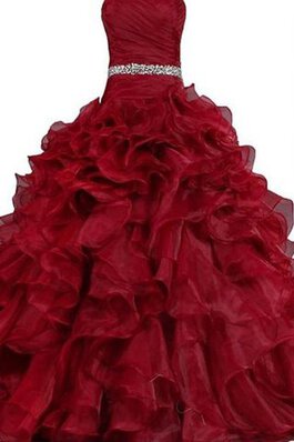 Abito Quinceanera in Organza Ball Gown Naturale con Stropicciato con Perline in Pizzo