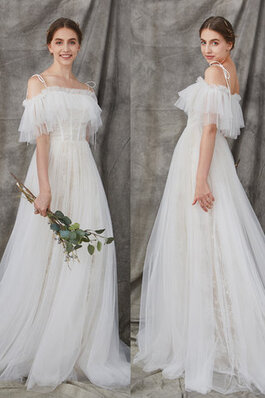 Abito da sposa grazioso con manica corte moderno in pizzo in stain elastico conotta