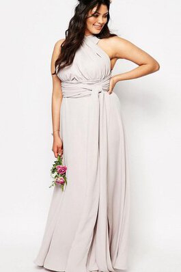Ärmelloses vorne geschlitztes A-Line bodenlanges Brautjungfernkleid aus Chiffon