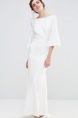 Bateau Chiffon lockeres tiefer V-Ausschnitt bodenlanges Elegantes Brautjungfernkleid