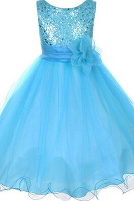 Robe de cortège enfant pailleté en organza manche nulle avec zip de longueur à genou