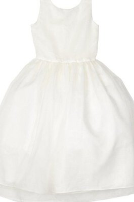 Abito da Cerimonia Bambini Semplice A-Line con Perline in Organza con Piega Senza Maniche