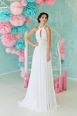 Abito da Sposa con Piega Lungo Senza Maniche A-Line in Chiffon Formale E Informale