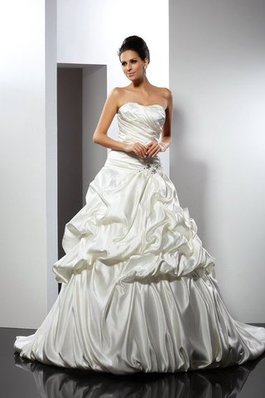 Ärmelloses Empire Taille Vintage Brautkleid aus Satin mit Rücken Schnürung