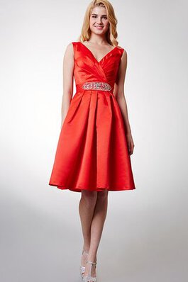Reißverschluss Perlenbesetztes A-Linie Ärmelloses mini Modern Brautjungfernkleid