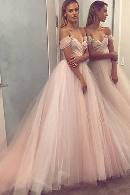 Robe de bal naturel textile en tulle de princesse ligne a longueru au niveau de sol