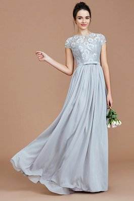 Chiffon Prinzessin Juwel Ausschnitt Brautjungfernkleid mit Reißverschluss mit Bordüre