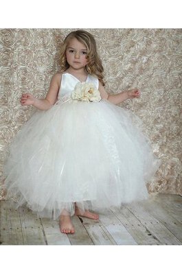 Robe de cortège enfant avec perle de mode de bal avec gradins en tulle ceinture