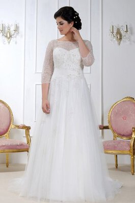 Robe de mariée romantique luxueux col en bateau avec perle de traîne courte