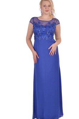 Normale Taille Reißverschluss kurze Ärmeln bodenlanges Ballkleid aus Chiffon mit Applike