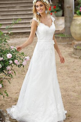 Robe de mariée facile derniere tendance avec ruban de traîne moyenne ligne a