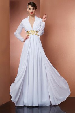 Robe de soirée naturel de princesse ligne a longueur au ras du sol en chiffon