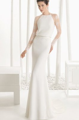 Robe de mariée naturel luxueux au niveau de cou avec fleurs avec mousseline