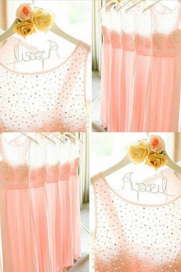 Normale Taille Chiffon A-Linie Bodenlanges Brautjungfernkleid ohne Ärmeln