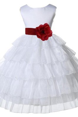 Robe de cortège enfant en satin avec gradins fermeutre eclair de col bateau