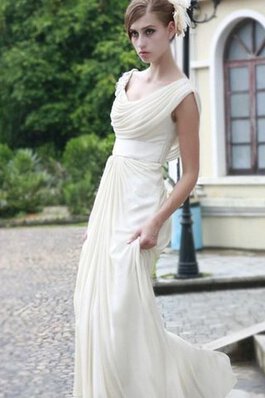 Wasserfall Ausschnitt drapiertes A-Linie gerüschtes einfaches Ballkleid aus Chiffon