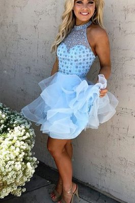 Robe fête de la rentrée bref avec perle de princesse a-ligne textile en tulle