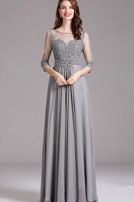 Chiffon Bateau Schlüsselloch Rücken bodenlanges extravagantes Ballkleid mit halben Ärmeln