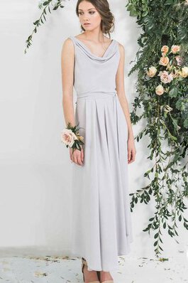 Ärmellos A-Line Chiffon knöchellanges Brautjungfernkleid mit Schleife