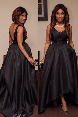 Robe de bal classique haut bas avec sans manches textile taffetas avec nœud