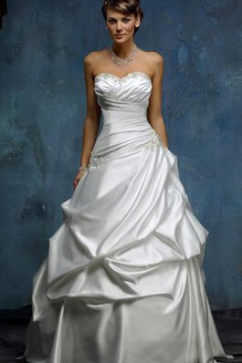 Abito da Sposa Naturale in Raso Senza Maniche con Stropicciato con Criss-cross Ball Gown