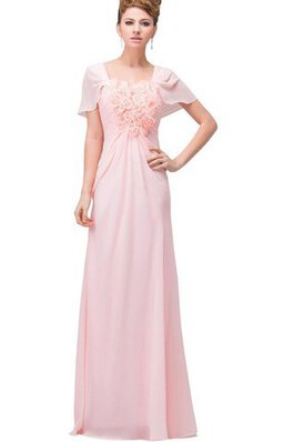 Robe mère de mariée romantique de fourreau longueur au ras du sol avec fleurs col u profond