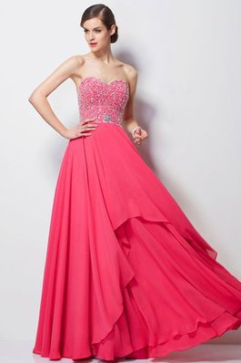 Herz-Ausschnitt Prinzessin Bodenlanges Ballkleid aus Chiffon mit Perlen