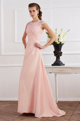 Robe de soirée longue de traîne courte en chiffon elevé avec manche courte