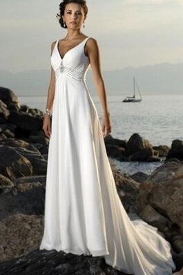 Robe de mariée facile en plage avec perle entrecroisé avec sans manches