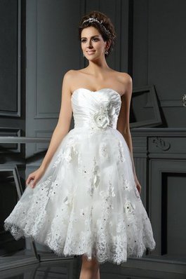 Klassisches Herz-Ausschnitt Satin Extravagantes Mini Brautkleid