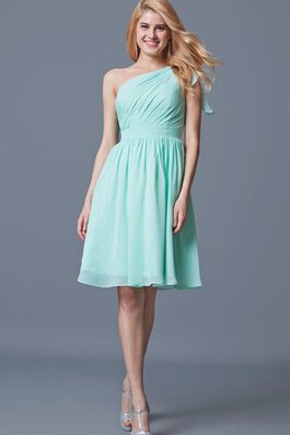 Chiffon a linie informelles mini Brautjungfernkleid mit V-Ausschnitt mit Plissierungen