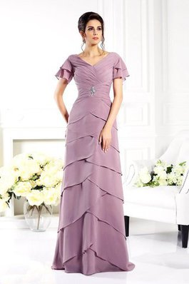 Robe mère de mariée longue fermeutre eclair v encolure avec manche courte collant