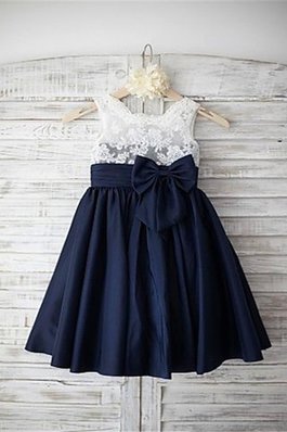 Robe de cortège enfant naturel manche nulle a-ligne larges bretelles avec chiffon