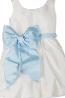 Robe de cortège enfant col u profond a-ligne manche nulle avec nœud