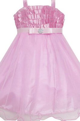 Robe de cortège enfant plissé en organza bandouliere spaghetti a-ligne avec sans manches