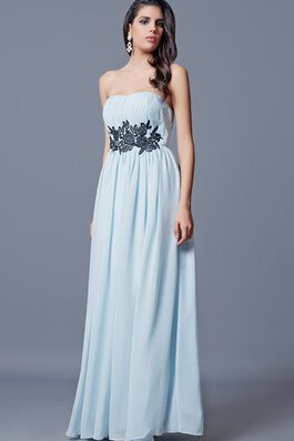 Robe de soirée appliques avec sans manches avec chiffon a-ligne décolleté dans le dos