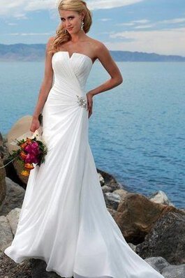 Robe de mariée femme branché de bustier avec sans manches avec chiffon a plage