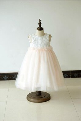 Abito da Cerimonia Bambini con Fiore alta vita Alla Caviglia con Perline decorato in Tulle