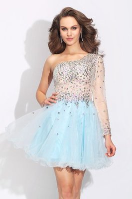 A Linie Prinzessin Elastischer Gewebter Satin Langärmeliges Formelles Cocktailkleid