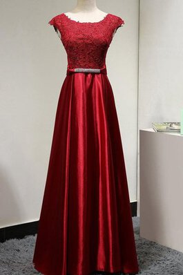 Plissiertes Schaufel-Ausschnitt A-Line Brautjungfernkleid mit Schleife mit Gürtel