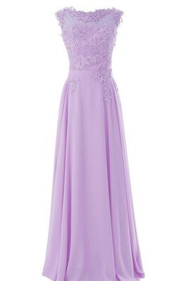 Plissiertes Chiffon A-Linie bodenlanges Brautjungfernkleid mit Bordüre mit Applikation