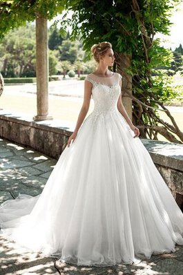 Abito da Sposa stravagante A-Line Coda A Strascico Corto con Applique in Tulle Romantico