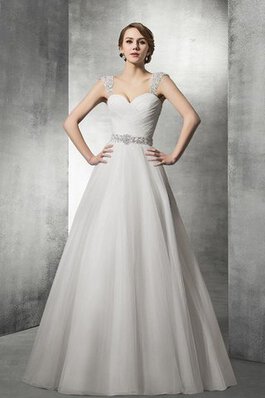 Robe de mariée naturel humble avec zip avec manche épeules enveloppants avec perle