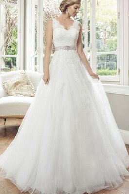 Robe de mariée naturel avec nœud de mode de bal en tulle trou de serrure