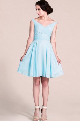 Robe demoiselle d'honneur bref plissé a-ligne avec chiffon avec nœud à boucles