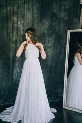 Robe de mariée facile luxueux de col bateau avec chiffon manche nulle