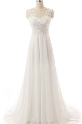 Robe de mariée modeste plissé appliques de col en cœur ruché