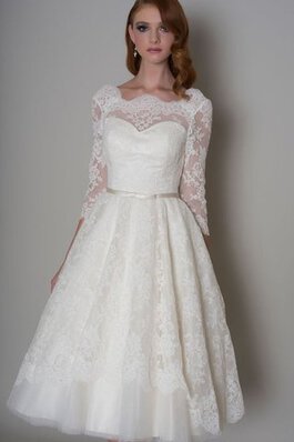 Abito da Sposa A-Line Barchetta al ginocchio in Tulle Vintage sogno